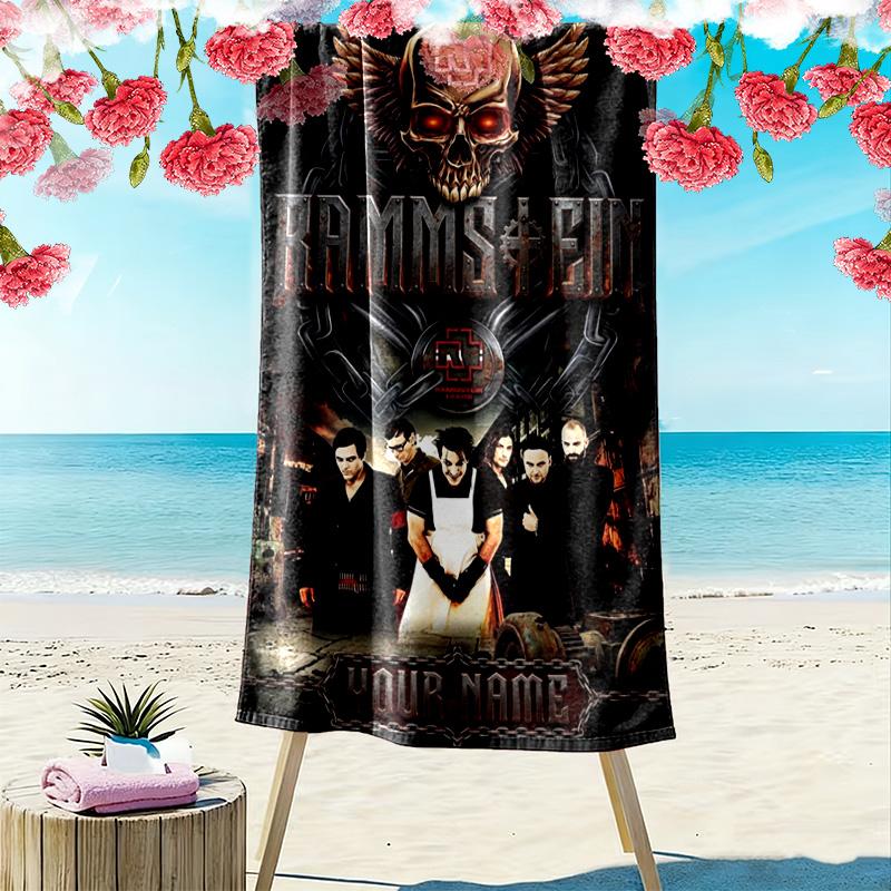 Name Custom German-language Band Print Beach Towel, Large Soft Quick Dry Towel for Beach Camping Swimming