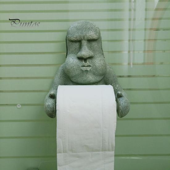 Držák na ubrousky Velikonoční ostrov Moai Design Nástěnný stojan na toaletní papír v roli Odolné úložné potřeby do koupelny