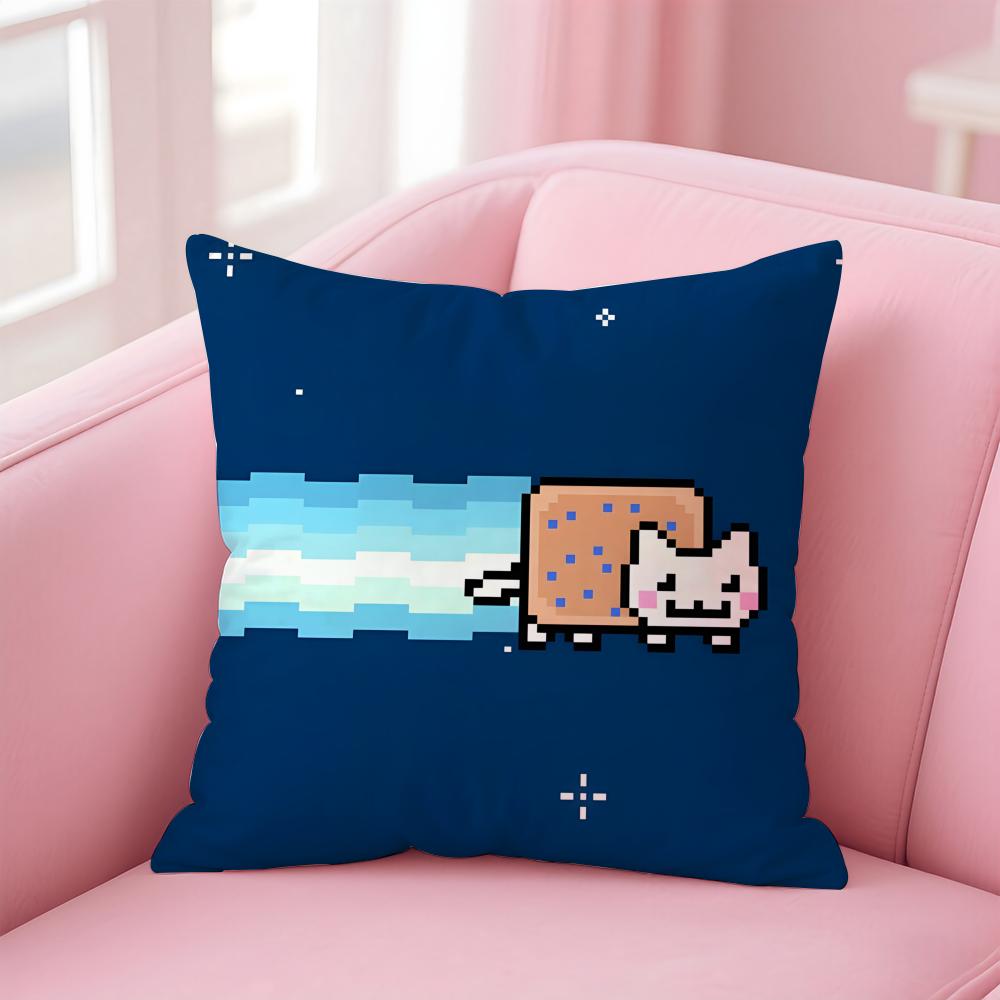 Nyan Cat Cushion Cover Home & Car Multi-Scene Pillow Cover - Reversible, Soft & Durable for Daily Use