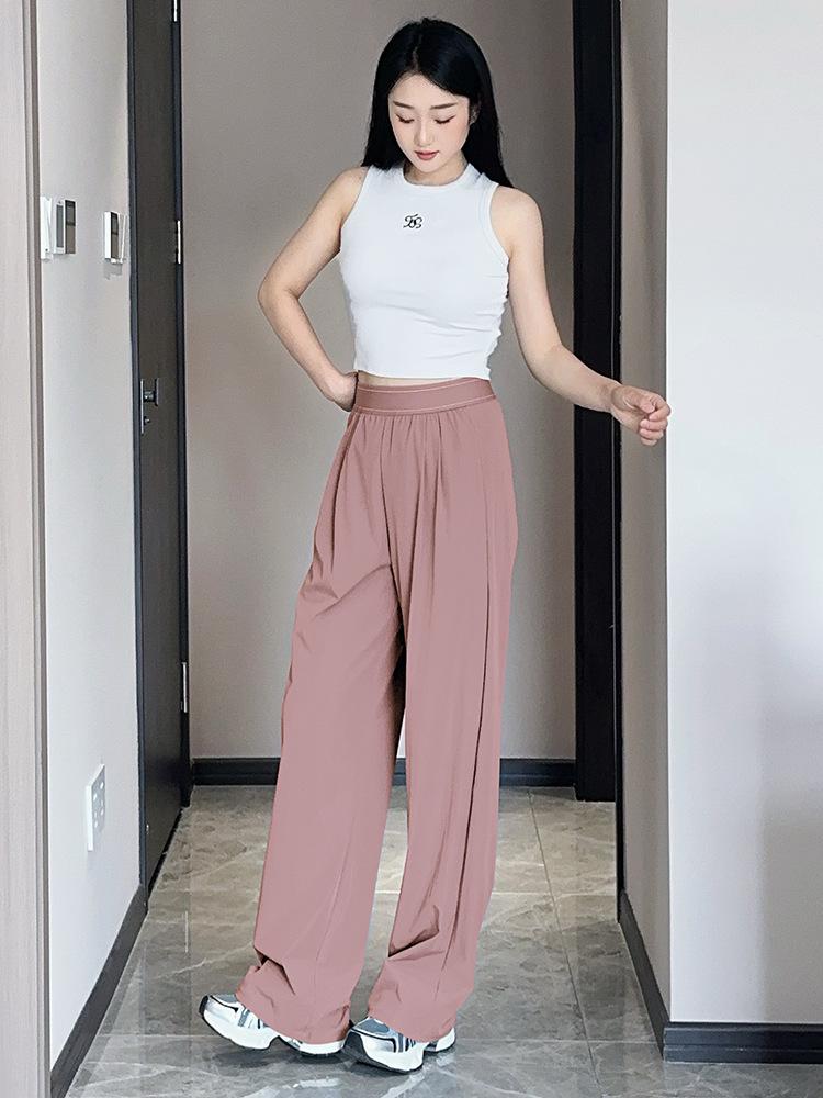 Big Brand Women's High Waist Quick-Dry Yoga Pants: Casual, Straight-Leg, Lightweight, Slimming, and Loose-Fit for Autumn.