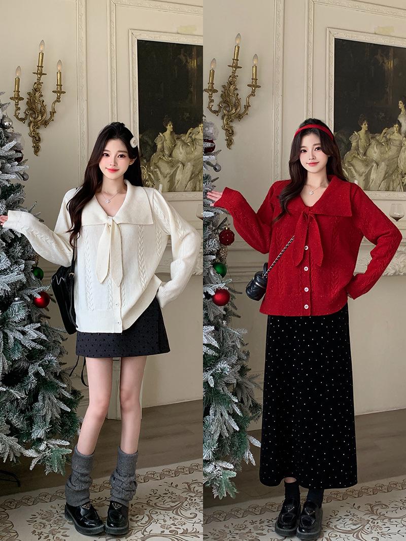 2025 Winter Plus Size Women s Stylish Christmas Bow Knit Sweater Top XXL