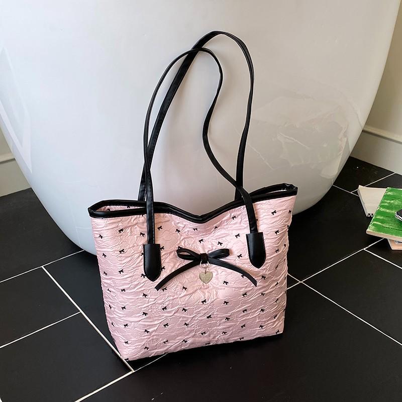 Women's Solid Color Bow Crossbody Bag - Large Capacity, Lightweight, Versatile Shoulder Bag for Commuting