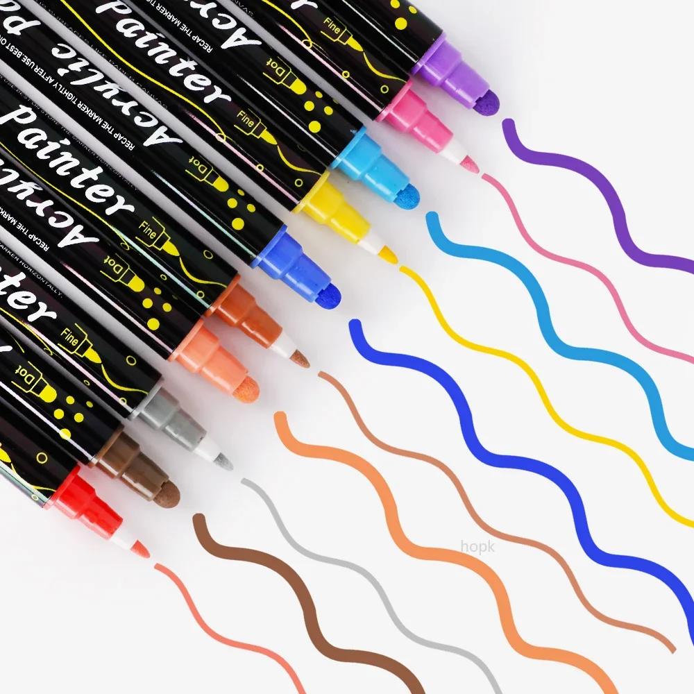 36 Colors Dual Tip Acrylic Pens Markers for Wood Stone Rock Painting Glass Ceramic Surfaces Student Stationery Supplies