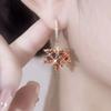 Exquisite Maple Leaf Design Shiny Zircon Inlaid Dangle Earrings Bohemian Elegant Style Delicate Female Earrings