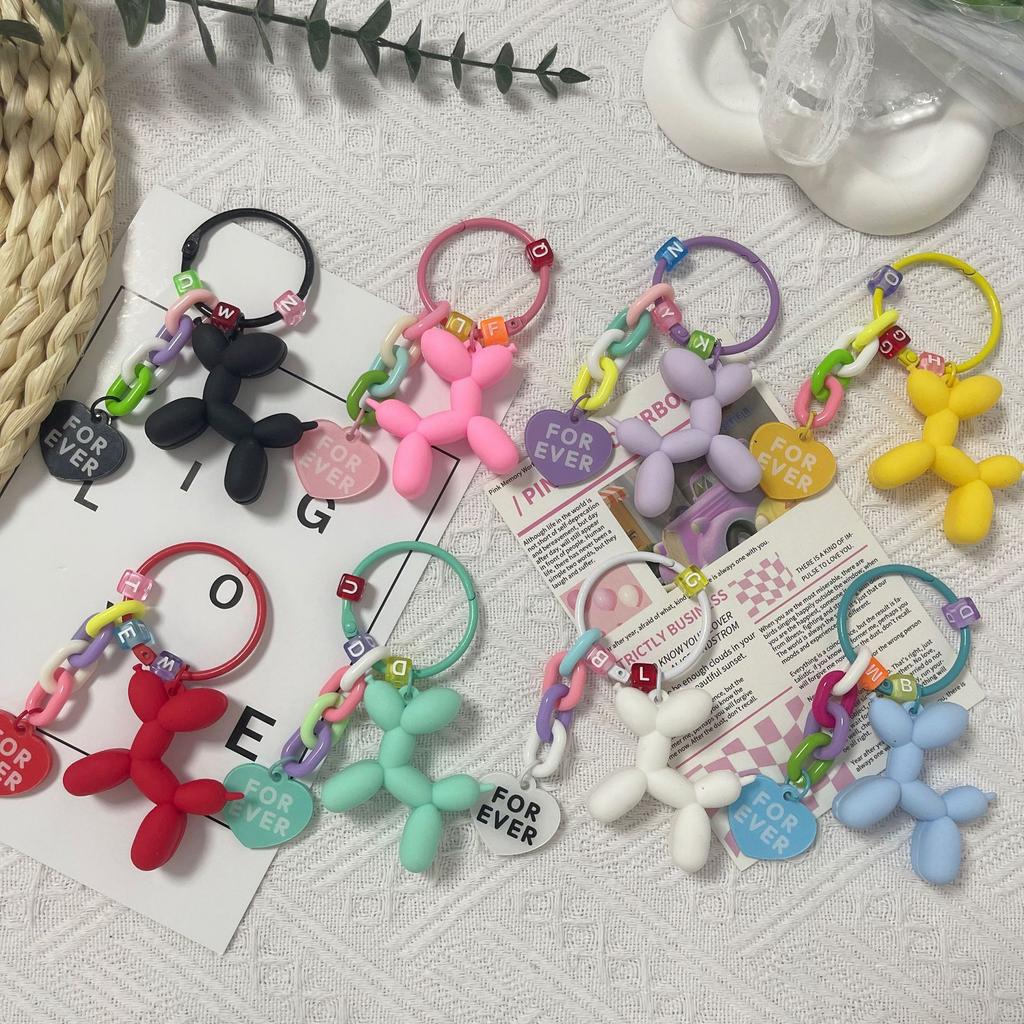 Balloon Dog Car Key Chain Pendant Internet Celebrity Love Accessories Bag Hanging Decoration Girl's Small Gift