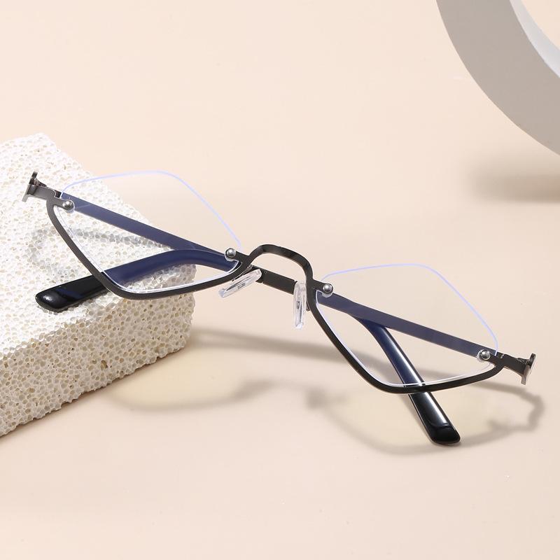 New Fashion Trendy Small Frame Metal Half Frame Diamond Sunglasses Internet Celebrity Men s and Women s High End Sunglasses