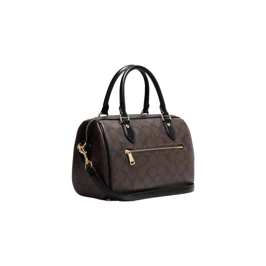 Coach Rowan 25 Classic Monogram Zip Closure Canvas And Leather Boston Bag Women Shoulder Bag Brown CH280-IMAA8