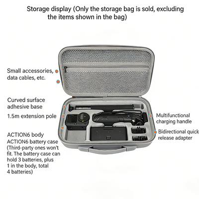 Portable Storage Case for DJI Osmo Action 6 Travel Bag Adventure Combo Waterproof Carrying Bag Camera Accessories