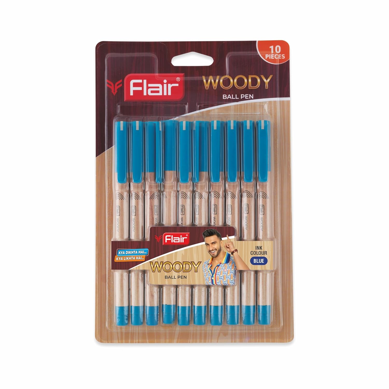 

Flair Woody 0.7mm Ball Pen Blue Ink Pack of 1X 10 Smooth Writing Smudge Free Ergonomic Grip for School Office Use