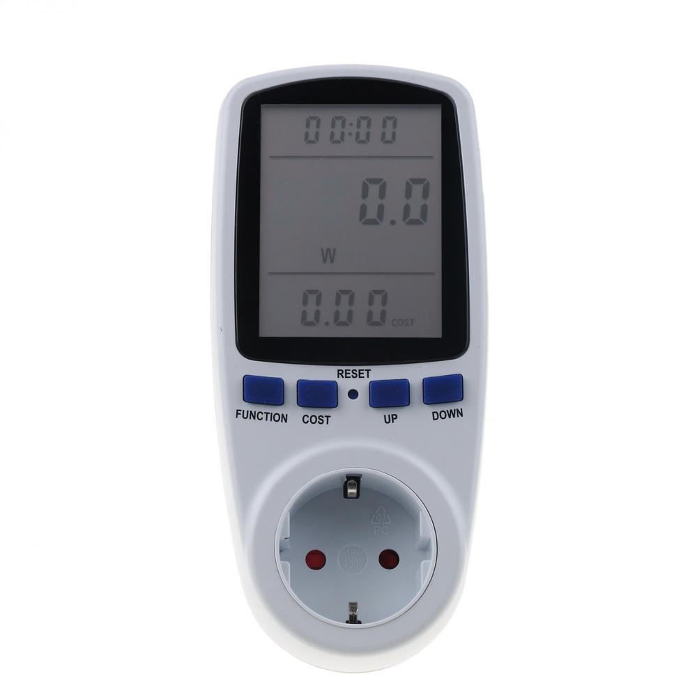 

Вилка ЄС Лічильники потужності змінного струму Цифровий вимірювач напруги Ваттметр Споживана потужність Лічильник енергії Вт Аналізатор електроенергії Монітор