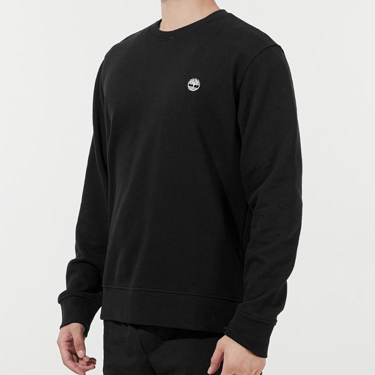 Timberland Logo Embroidered Solid Color Crewneck Sweatshirt Men Sweatshirt Black A5SF8-001