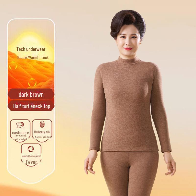 Niemiecki jesienny garnitur z kaszmiru: Damski sweter i spodnie z bawełny termicznej dla osób starszych