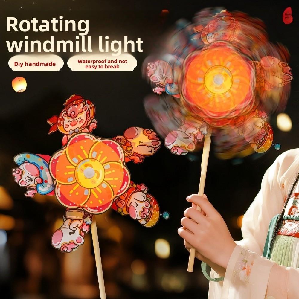 Rotating Children's Lantern Lion Dance Chinese New Year Lantern Glowing Windmill Lantern  Kids Gift