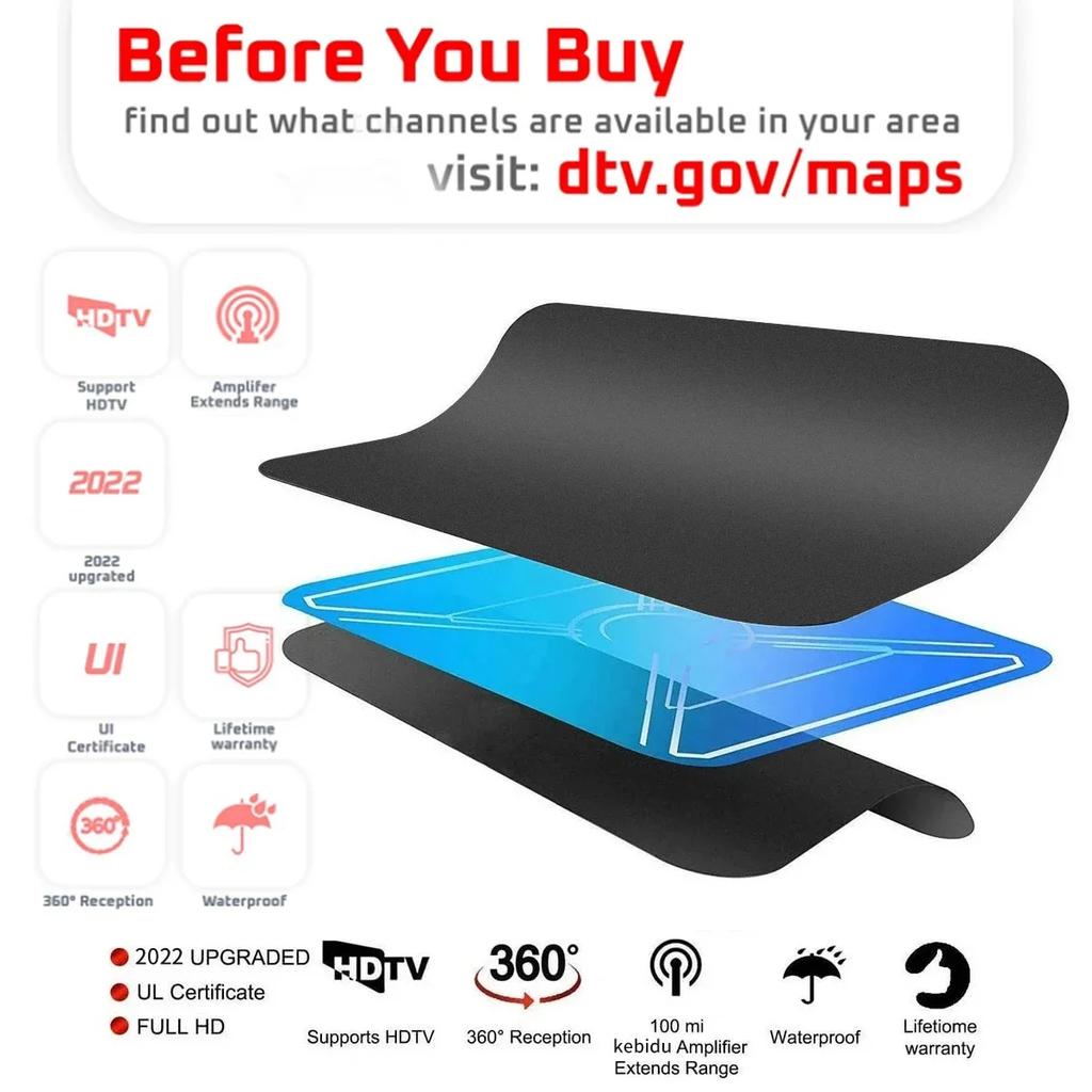 25dB TV Antenna Amplifier - Adjustable Digital Signal Booster for Indoor Car Boat Camper 3000 Miles