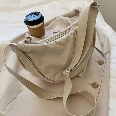 Neformální minimalistická taška přes rameno na zip ve tvaru půlměsíce, univerzální kabelka pro každodenní použití, sportovní taška