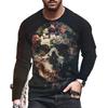 Spring and Autumn Round Neck Skull 3D Printed Top Fashionable Casual Long Sleeved Men's T-shirts