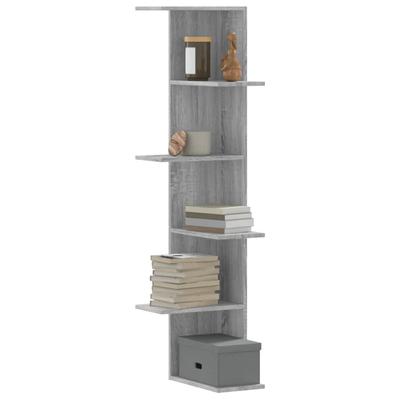 Vidaxl Corner Wall Shelf, Sonoma Grey Oak, 36.5X36.5X140 Cm