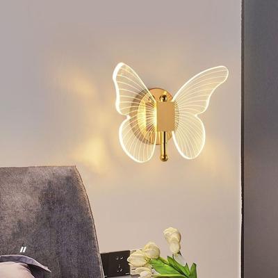Metal Acrylic LED Butterfly Wall Lamp Modern Elegant Ceiling Light‘ Tricolor Adjustment Creative Bedside Lamp