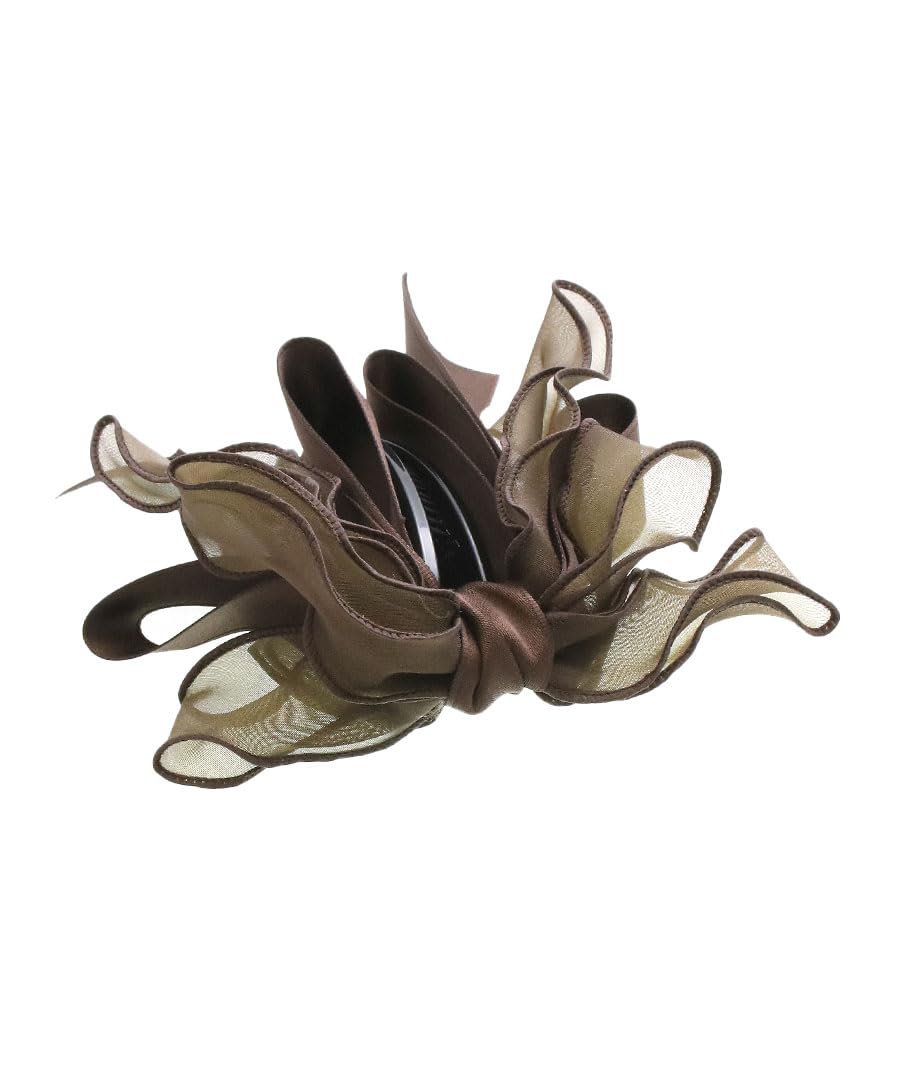 

VINGTAINE Banana Clip Ruffle Chiffon Vertical Clip Top Ribbon Satin Long Ribbon Hair Clip Hair Accessory Adult Cute Stylish Elegant [Vantaine]