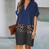 Women's Casual Fashion Print Short Sleeve Patchwork V-Neck Knee-Length Dress