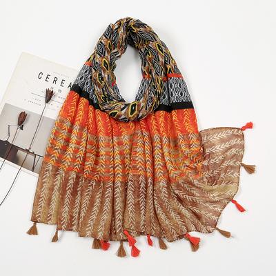 Autumn Fashion Bohemina Geometric Floral Tassel Viscose Shawl Scarf Lady High Quality Wrap Pashmina Stole Bufandas Muslim Hijab