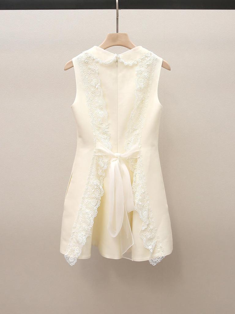 High-End Women's Spring Beaded Lace Patchwork Dress