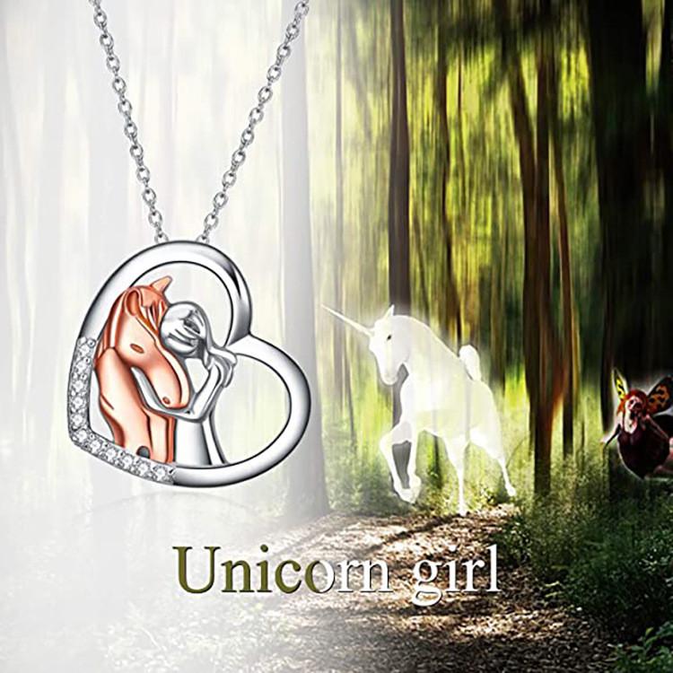 Elegant Heart Shaped Necklace With Unique Horse Design In Stylish Rose Gold Color For All Occasions