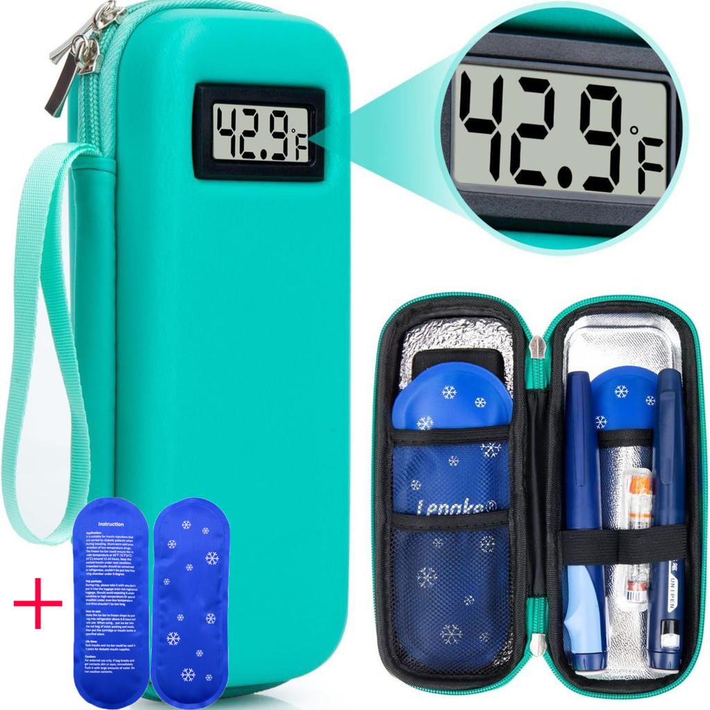 Insulin Cooler Travel Case with Thermometer Display Waterproof Medicine Organizer Bag Insulin Cooling Bag for Diabetics