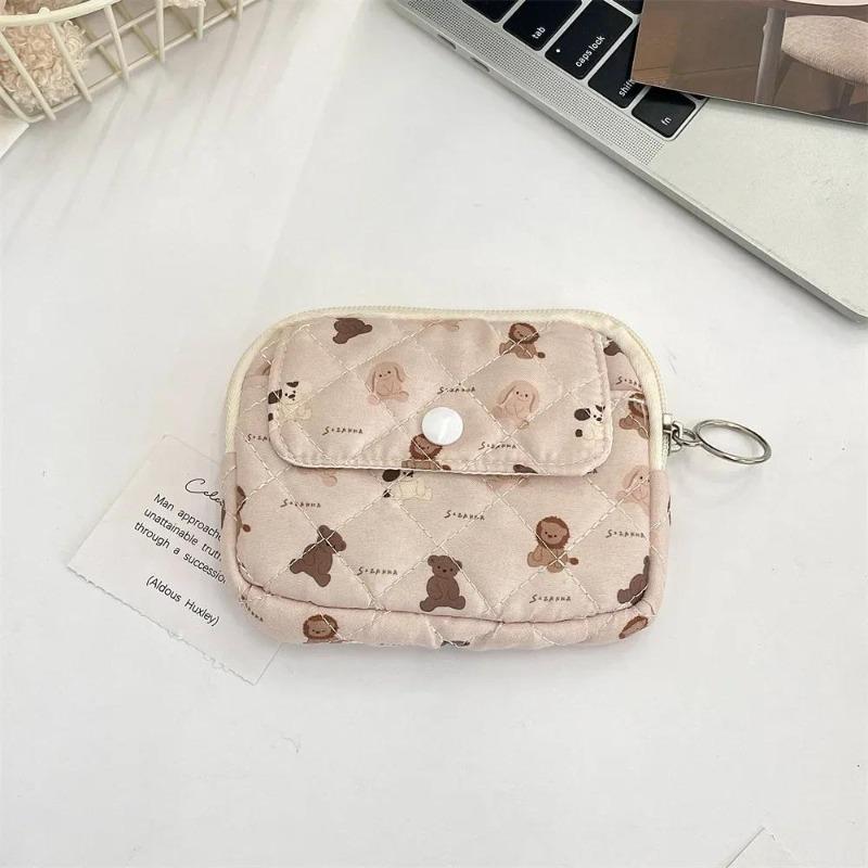Cute Cartoon Floral Quilting Document Storage Bag Card Wallet Coin Purse ID Card Holder Driver's License Holder Badge Holder