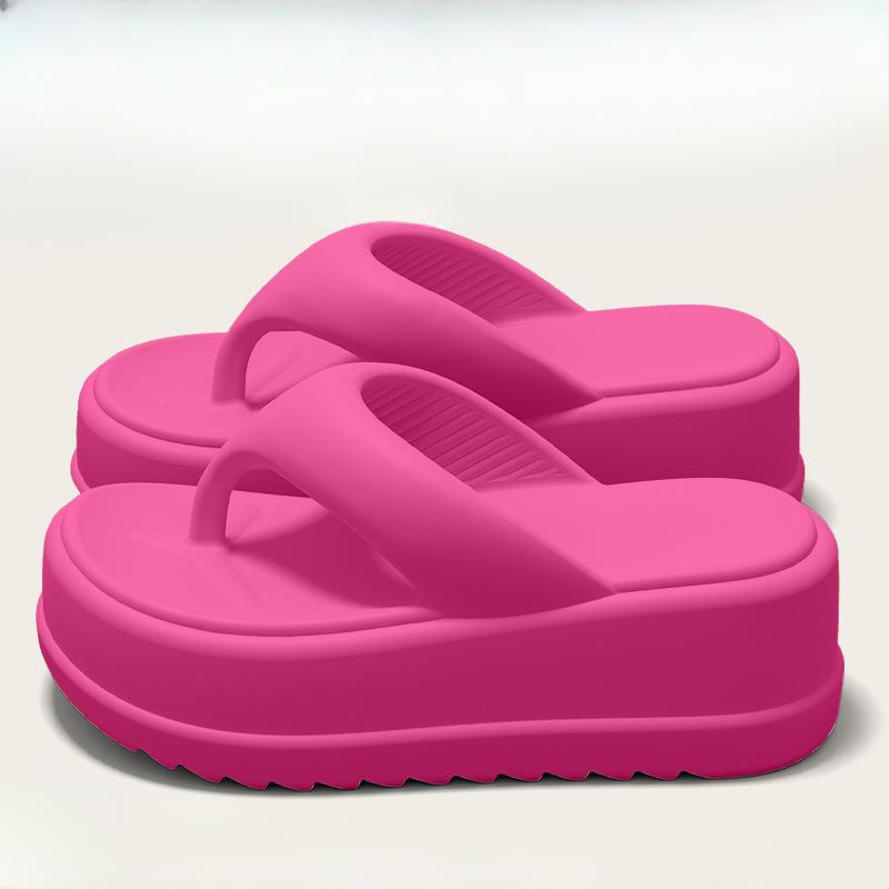 

Новые шлепанцы на толстой подошве для женской верхней одежды, увеличивающие рост и противоскользящие пляжные туфли Fits 39-40 розы красного