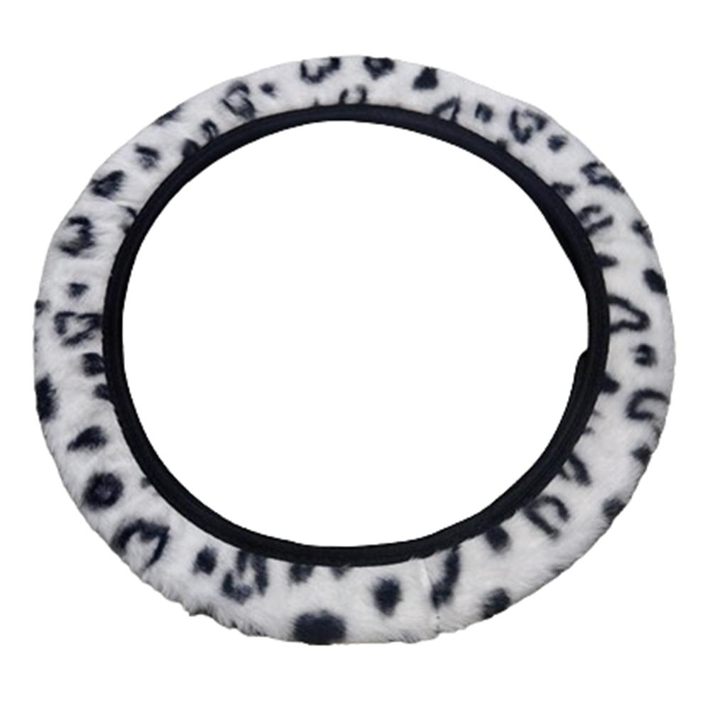 Warm&Cozy Car Steer Wheel Protector Leopard Heart Print Winter Teering Wheel Cover  Women Men