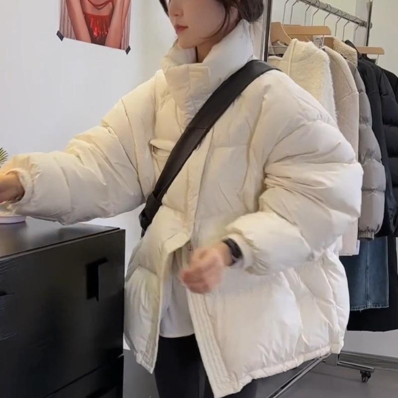 

Thickened thermal stand-up collar down cotton clothes for women s 2025 winter new loose and thin fashion versatile cotton jacket XL