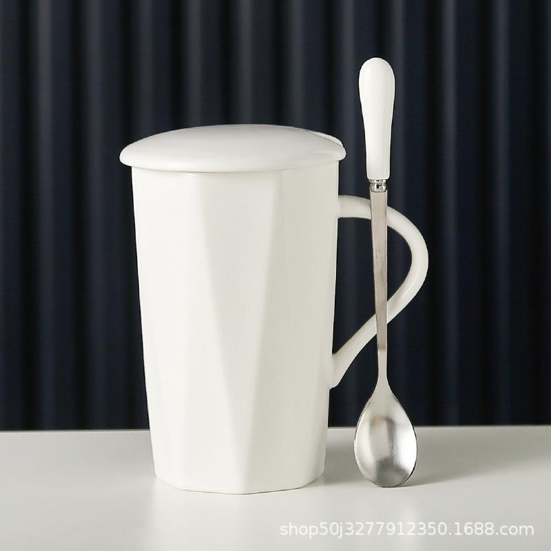 

Сувениры Простая кружка с крышкой и ложкой Бытовая чашка для воды Высокоточная керамическая чашка Подарок для мероприятия компании 400ML