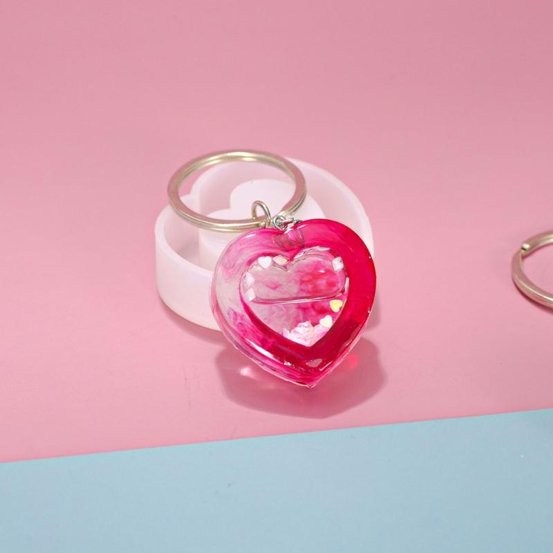 Earrings Molds Resin Craft Moulds Hollow Heart Shape Pendant Mold Unique Keychain Molds Jewelry Hand-Making Accessories