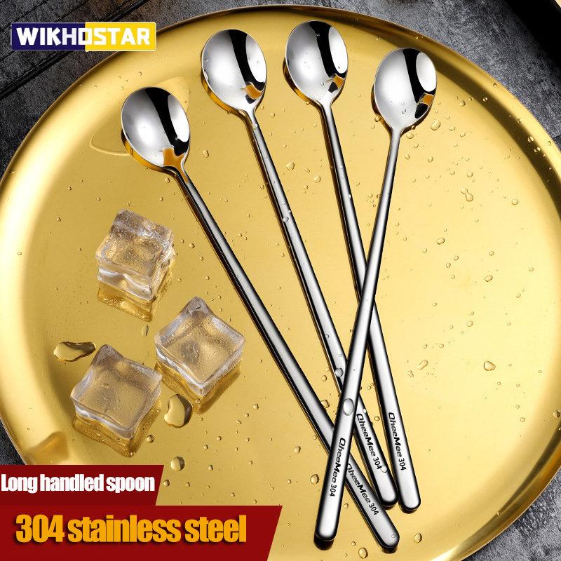 1 STÜCK Langstieliger Kaffeelöffel 304 Edelstahl Eis Dessert Tee Rührlöffel Für Picknick Küchenzubehör Barwerkzeuge