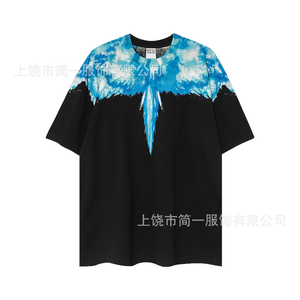 Summer Men's and Women's Same Fashion Trend T-shirt Personalized Trend Wing Printing Comfortable and Simple
