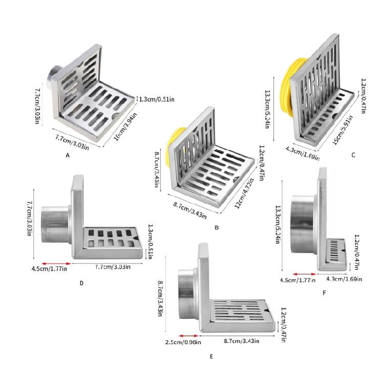 Anti-wear L Shape Stainless Steel Bathroom Tile Insert Floor Drainer Square