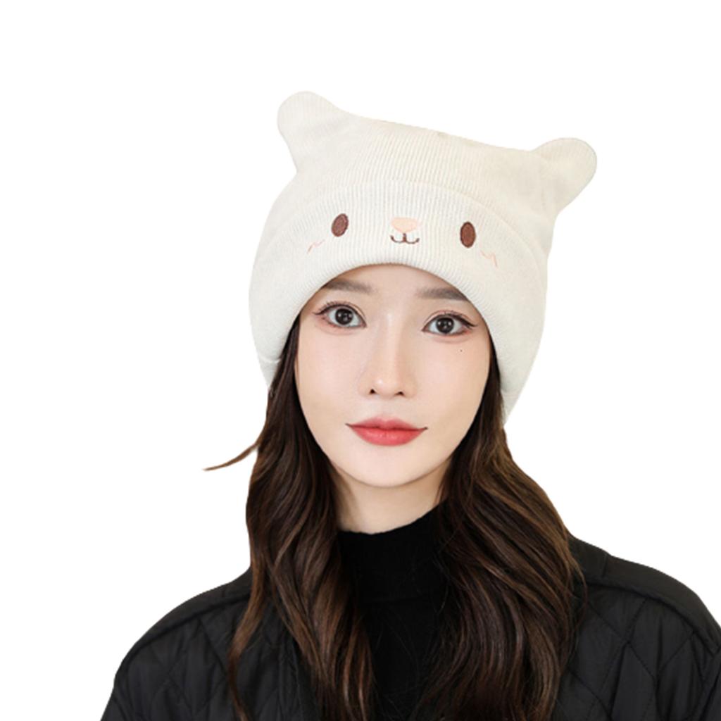 Cute Woollike Knitted Hat Cat Ears Womens Lady Girl Headgear Cap Christmas Hats Soft Beanie Hat Pullover Cap