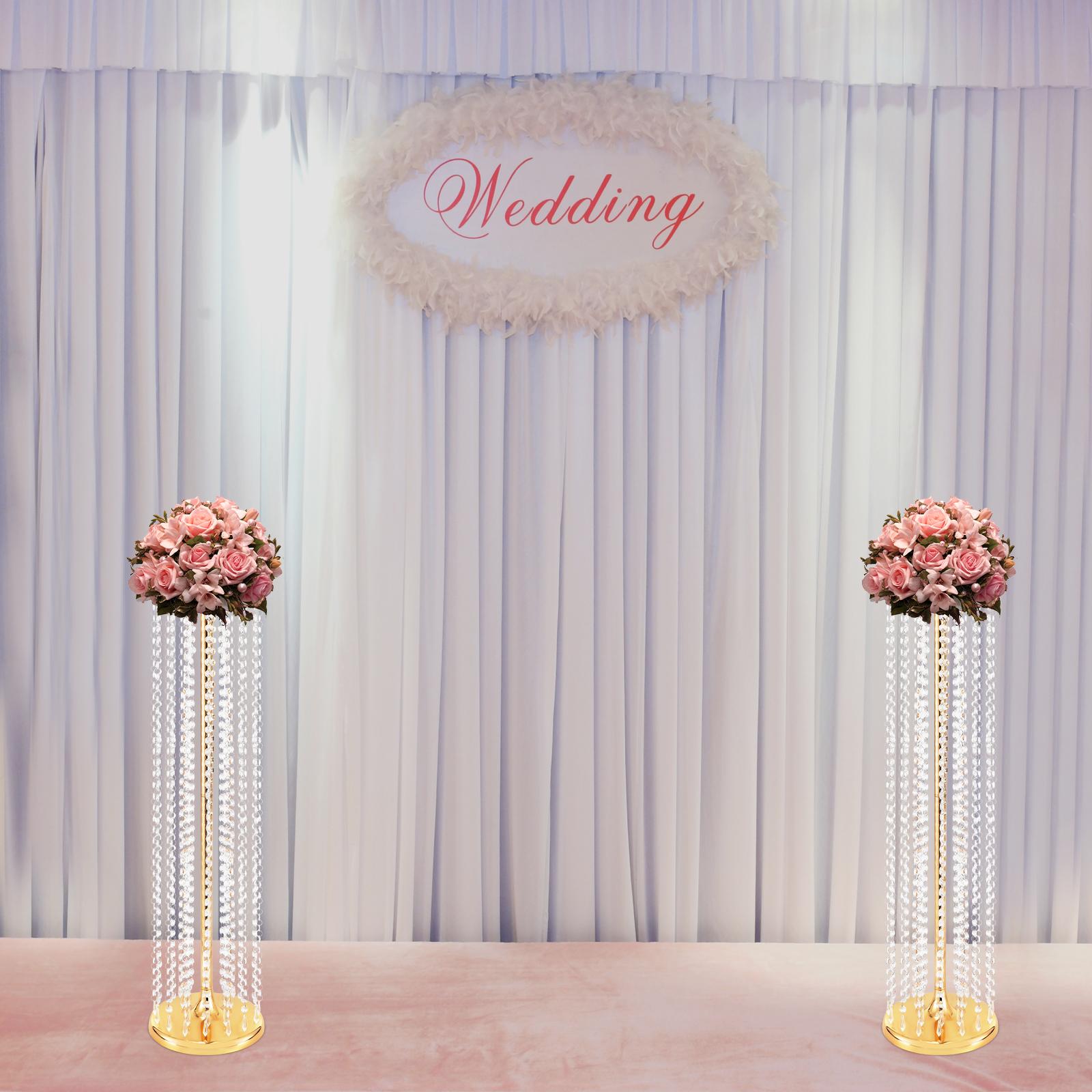 

2pcs 35.4in Tall Gold Wedding Centerpiece Vases - Elegant Acrylic Crystal Flower Stand - Tabletop Decor for Anniversary, Banquet золотий