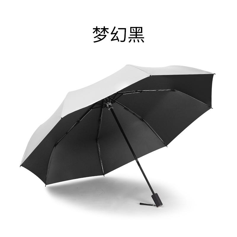 Titanium silver glue three-fold hand open umbrella sunscreen parasol small fresh pocket weather and rain vinyl folding umbrella