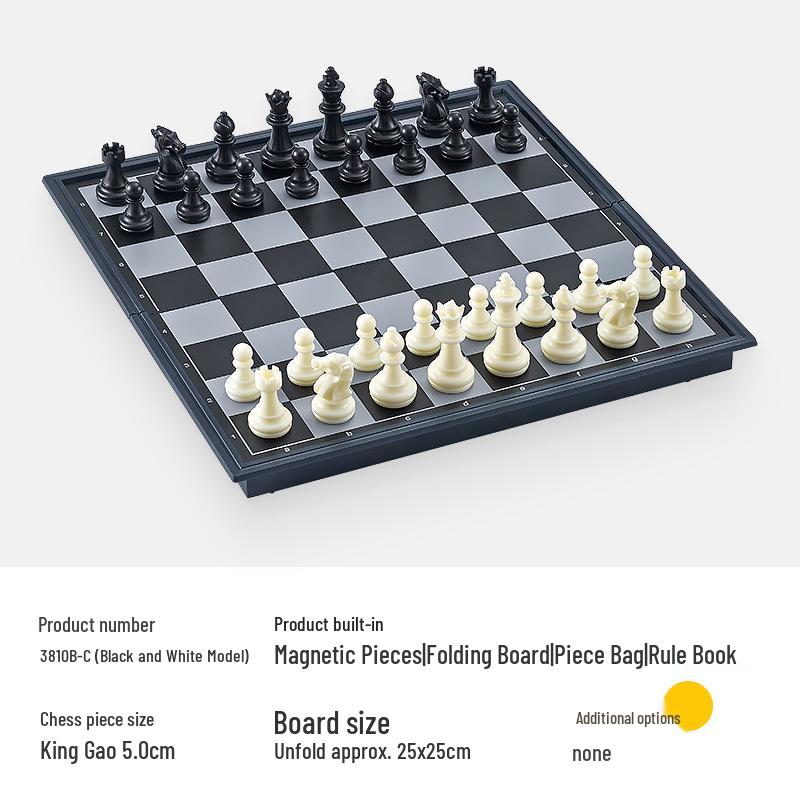 UB Bangyou Magnetic Chess & Checkers Set for Kids - Medium/Large Folding Board