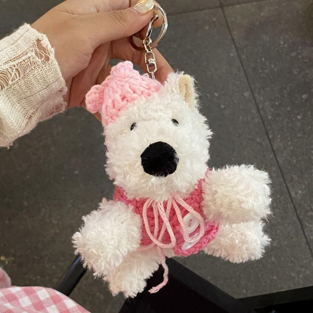 Cartoon Doll Cartoon Animals Keychain Wearing Sweater Puppy Keyring Plush Doll Pendant Gifts