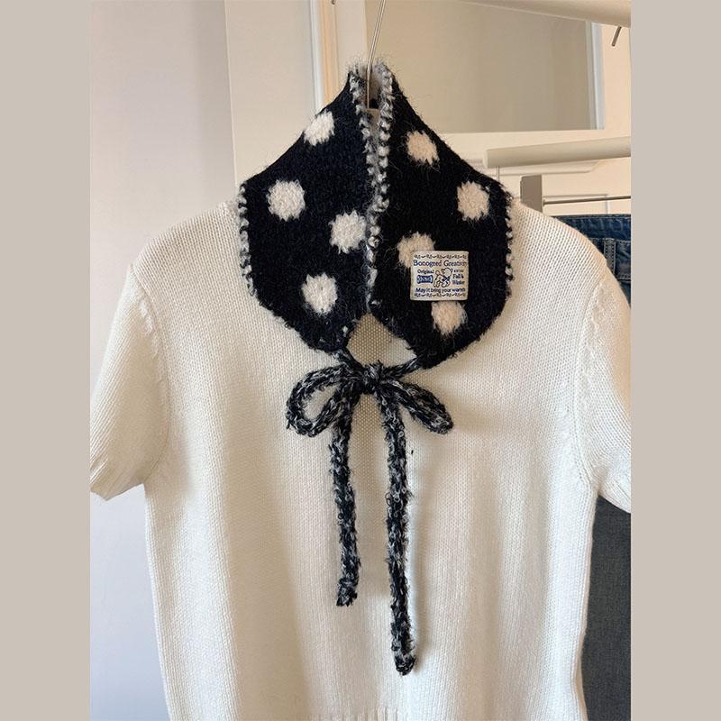 Cute Polka Dot Lace Up Small Scarf Women Winter New Versatile Multifunctional Warm Ear Protection Bag Headscarf Earmuffs Korean