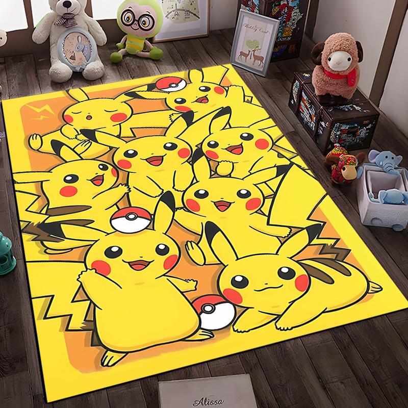 3D Pokemen-Pikachu Carpet Yoga Living Room Decor Children's Crawling Mat Doormat Living Room Rug Gifts for Family Kids Potdemiel
