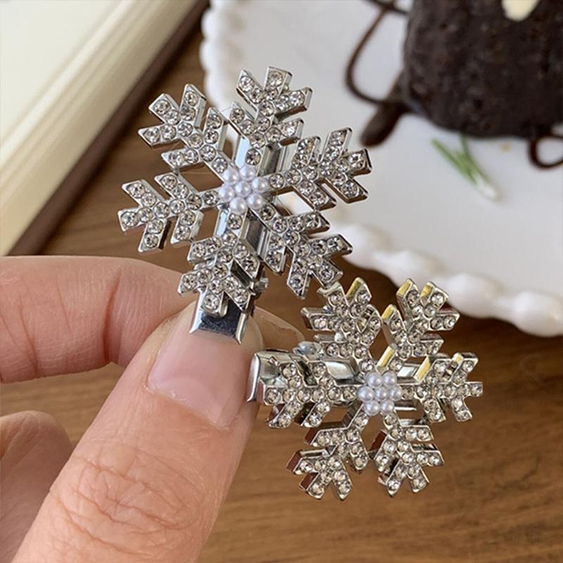 1/5Pcs Snowflake Rhinestone Hair Clips Crystal Hairpin for Women Barrettes Wedding Bridal Christmas Ornaments Hair Accessories
