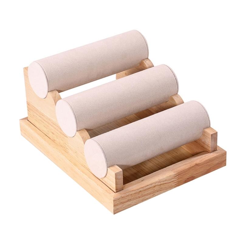 

Деревянная подставка для демонстрации ювелирных изделий на запястье Универсальная деревянная стойка-держатель для хранения ювелирных браслетов и часов бежевый