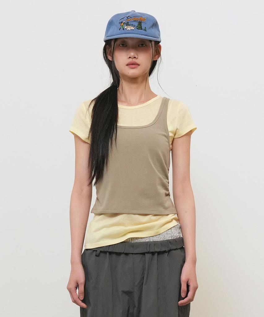 GENERALIDEA Two-Way Color Layered T-Shirt [Beige] / Gf2Lts532