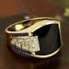 New Retro Handmade Turkish Rings for Men Vintage Double Swords Black Zircon Rings Punk  Trendy Islamic Religious Muslim