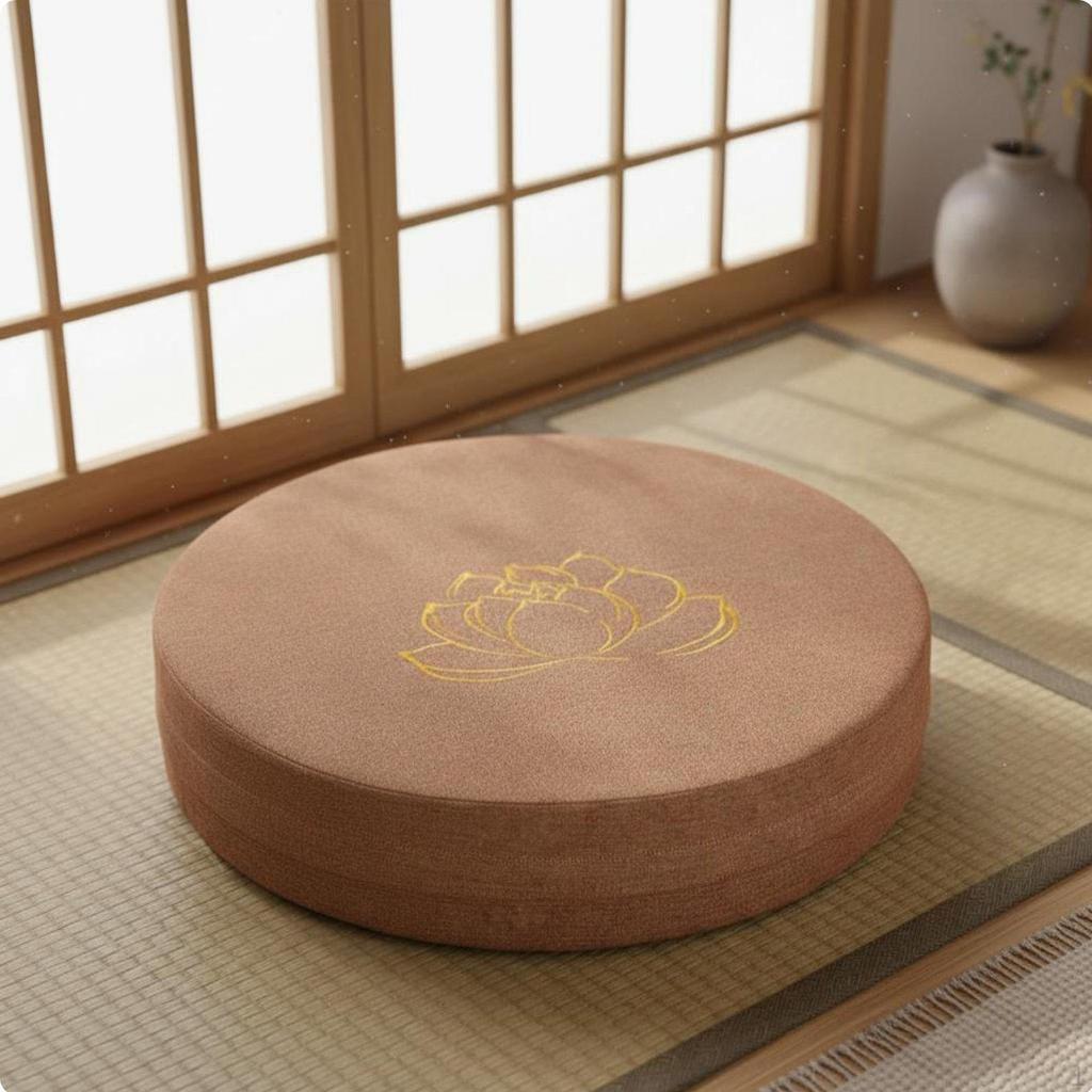 Japanese Tatami Cushion Removable Washable Cover Round Meditation Breathable Linen Textile