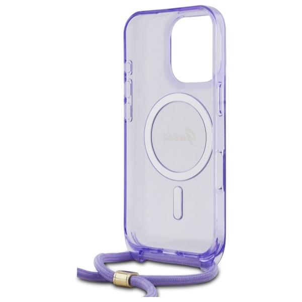Guess Guhmp16Lhctsgnsu Iphone 16 Pro     6.3 Fioletowy/Purple Hardcase Crossbody Cord Script Magsafe